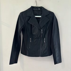 New Styled by Joe Zee Size 2 Faux Leather Moto Jacket Black